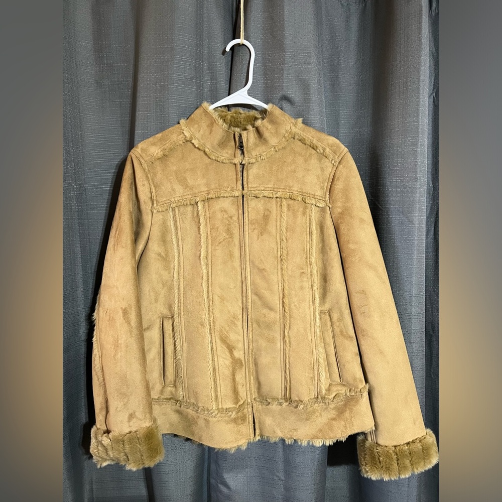 NWOT | L | Calvin Klein Jeans Faux Fur Zip Jacket with Pockets